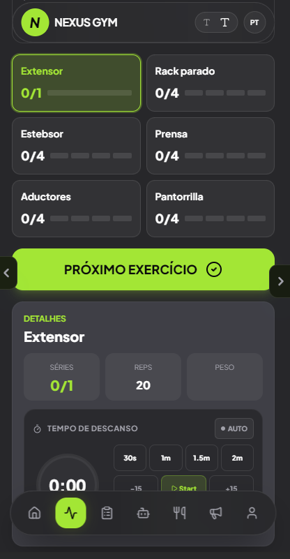 Registro de treino do MiloGym