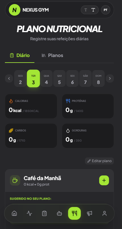 Plano de nutrição do MiloGym